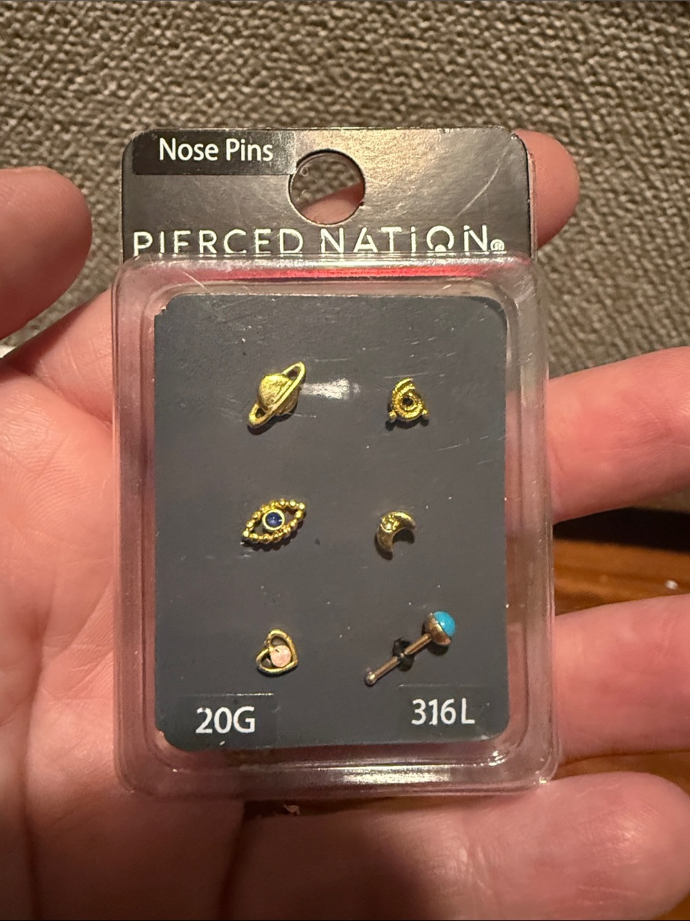 Pierced Nation Gold Nose Pin Set 20G